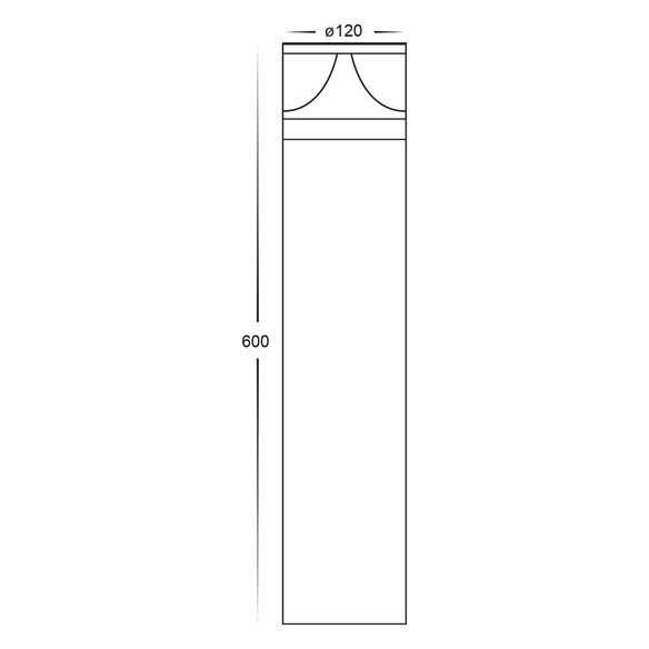HV1628T-BLK-24V-RND - Divad 600mm Black LED Bollard Light