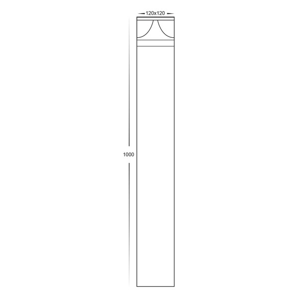 HV1629T-BLK-24V-SQ - Divad 1000mm Black Square LED Bollard Light