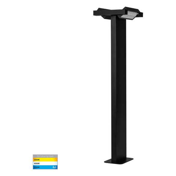 HV1635T-BLK-240V - Locu Black Double Adjustable LED Bollard Light