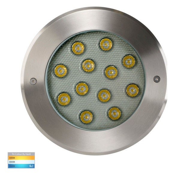 HV1843T - Split 316 Stainless Steel TRI Colour 12W LED Inground Light