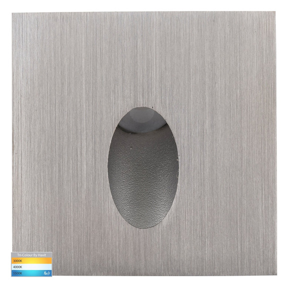 HV3215T-SS316-12V - Reces 316 Stainless Steel Square TRI Colour Recessed LED Step Light