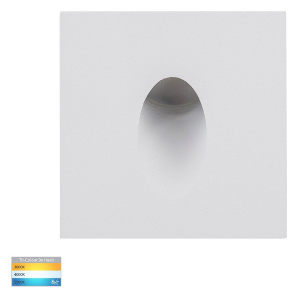 HV3216T-WHT-12V - Mini Reces White Square TRI Colour Recessed LED Step Light