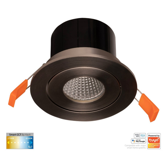 HV5512CCT-NK - Prime Nickel Coloured Tilt CCT WIFI LED Downlight