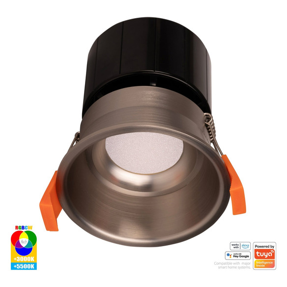 HV5513RGBCW-NK - Prime Nickel Coloured Fixed Deep RGBCW WIFI LED Downlight