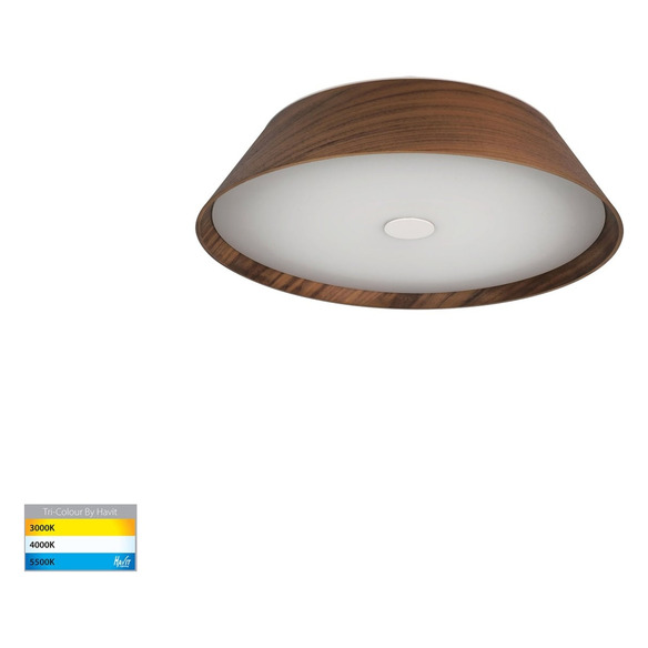 HV5871T - Noyer Walnut Timber 330mm Ceiling Mounted LED Oyster
