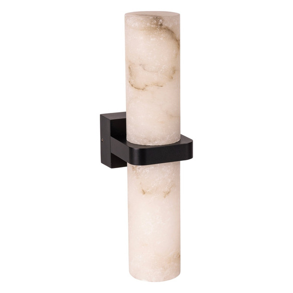 HV8079T-BLK - Albast Black Up & Down Wall Light with Alabaster Glass