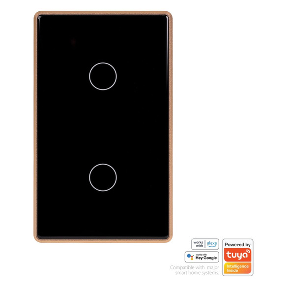 HV9220-2 - Wifi 2 Gang Black with Gold Trim Wall Switch