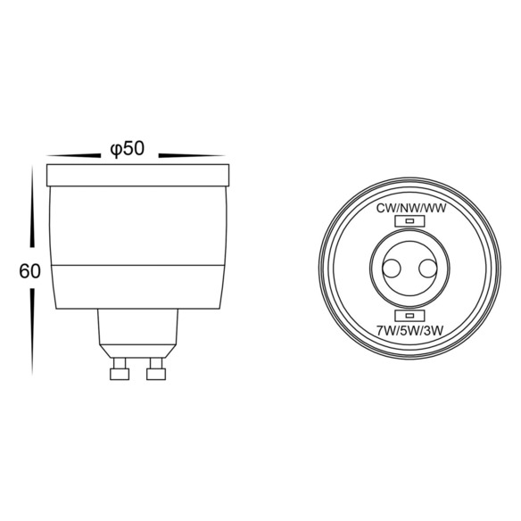HV9506D - HV - TRI-Colour 9in1 240v GU10 Dimmable HV9506D