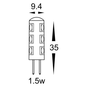 HV9523-1.5w - 1.5W G4 12v DC LED Bi Pin GlobeHV9523-1.5w