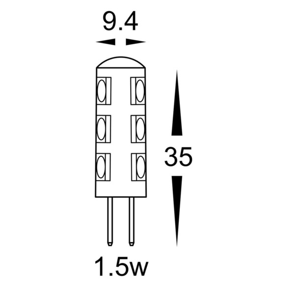 HV9523-1.5w - 1.5W G4 12v DC LED Bi Pin Globe