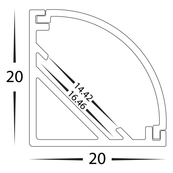 HV9691-2020-MC - Corner Aluminium ProfileHV9691-2020-MC