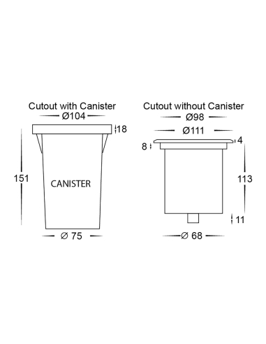 HV1825T-SQ - HV1825T-Square - Luta 316 Stainless HV1825T-SQ