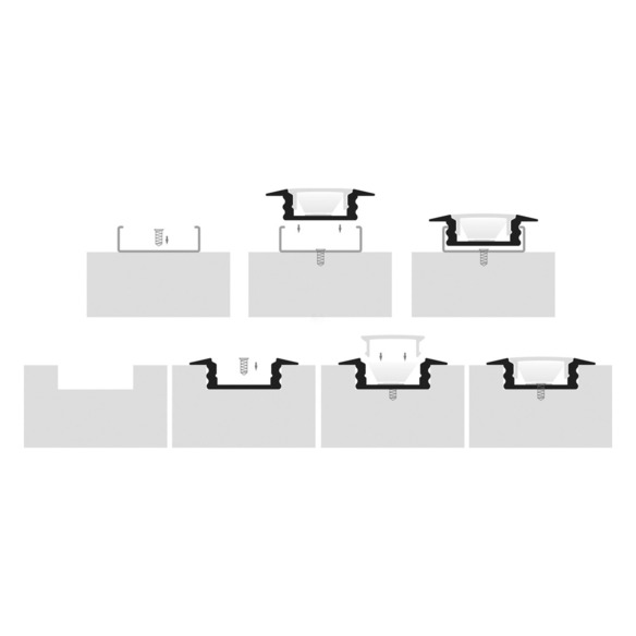 HV9695-2507-BLK-EC - HV9695-2507-Black - Black Shallow Square Winged Aluminium Profile