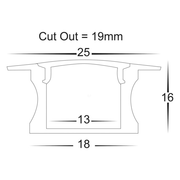 HV9695-2515-SD - HV9695-2515 - Deep Square Winged Aluminium Profile