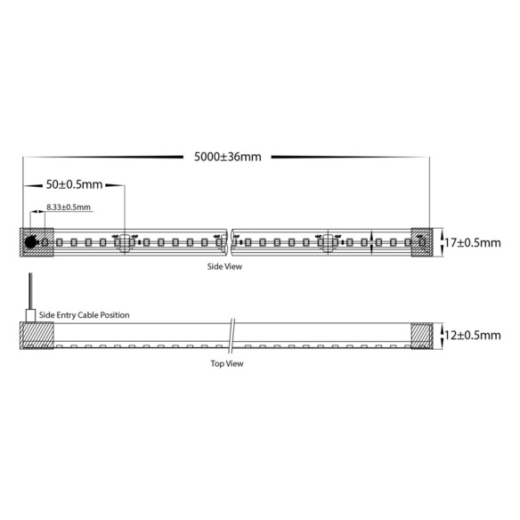 HV9795-IP67-200-5K-20M - 14.4W IP67 24v DC Side Bend HaviFlex Flexible Neon LED Strip 5500K - 20m Roll
