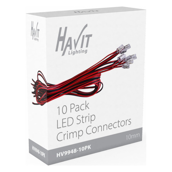 HV9948-10PK - 10 Pack of LED Strip Connectors with 1m Cable to suit IP20 10mm PCB LED Strip