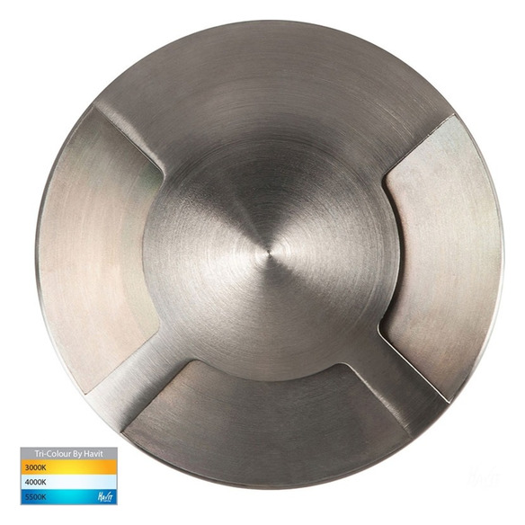 HV19082T-GPH - VIALE Triple In-ground Path/Driveway Light Round 316 Stainless Steel + Graphite Coloured Face