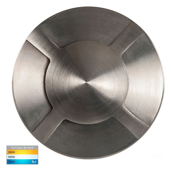 HV19092T-GPH - VIALE Four Way In-ground Path / Driveway Light Round 316 Stainless Steel + Graphite Coloured Face