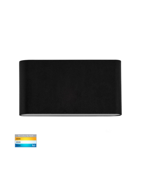 HV3644T-BLK-240V - HV3644T-Black - Lisse Black Up & Down TRI Colour LED Wall Light