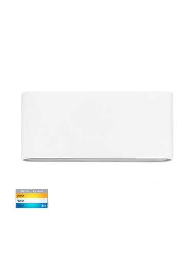 HV3643T-WHT-240V - HV3643T-White - Lisse White Fixed Down TRI Colour LED Wall Light