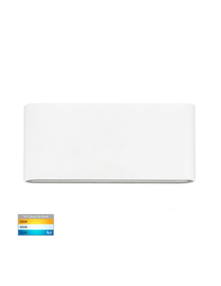 HV3643T-WHT-240V - HV3643T-White - Lisse White Fixed Down TRI Colour LED Wall Light