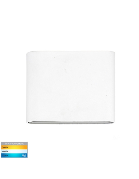 HV3642T-WHT-12V - HV3642T-White - Lisse White Up & Down TRI Colour LED Wall Light
