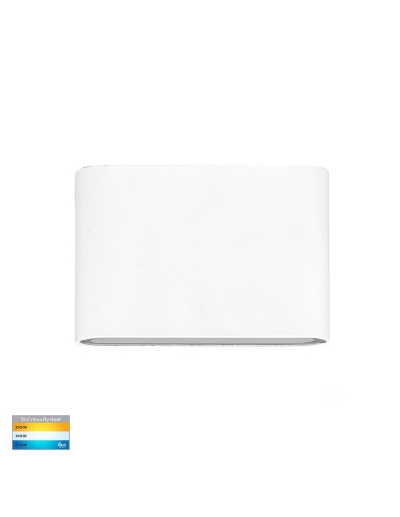 HV3641T-WHT-240V - HV3641T-White - Lisse White Fixed Down TRI Colour LED Wall Light