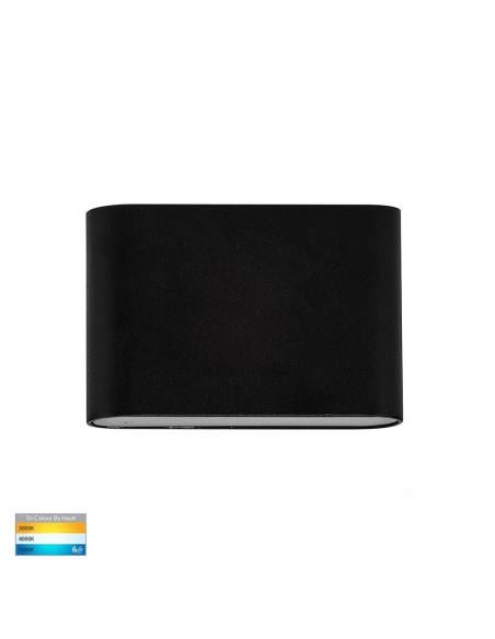 HV3641T-BLK-240V - HV3641T-Black - Lisse Black Fixed Down TRI Colour LED Wall Light