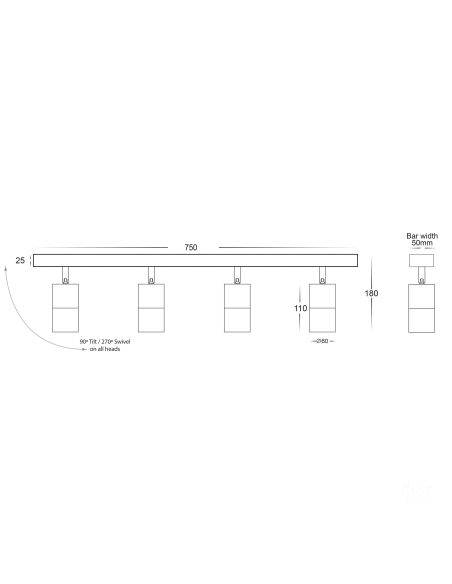 HV4001T-4-WHT - Tivah 20 watt LED Ceiling 4 HV4001T-4-WHT
