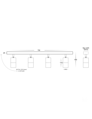 HV4001T-4-BLK - Tivah 20 watt LED Ceiling 4 HV4001T-4-BLK