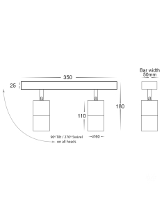 HV4001T-2-TTM - Tivah 10 watt LED Ceiling 2 Spotlight Bar HV4001T-2-TTM 2