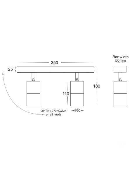 HV4001T-2-TTM - Tivah 10 watt LED Ceiling 2 HV4001T-2-TTM