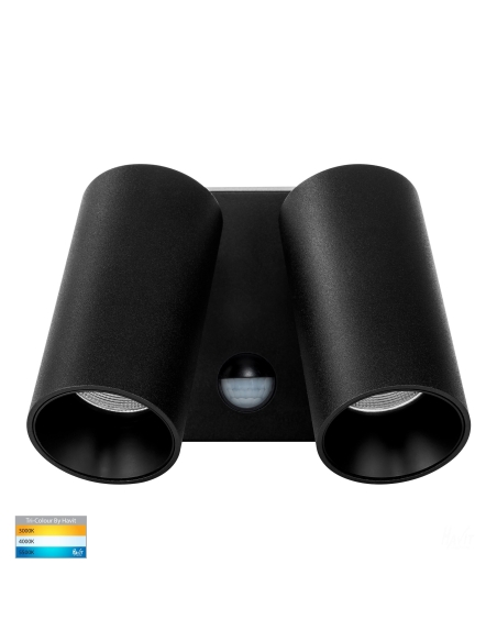 HV3684T-BLK - HV3684T-Black - Revo Black Double Adjustable Wall Light With Sensor