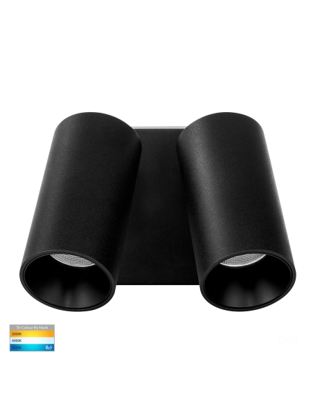 HV3683T-BLK - HV3683T-Black - Revo Black Double Adjustable Wall Light