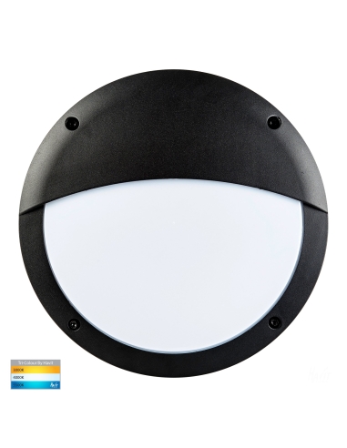 Round Poly Powder Coated Black Bunker Light With Eyelid