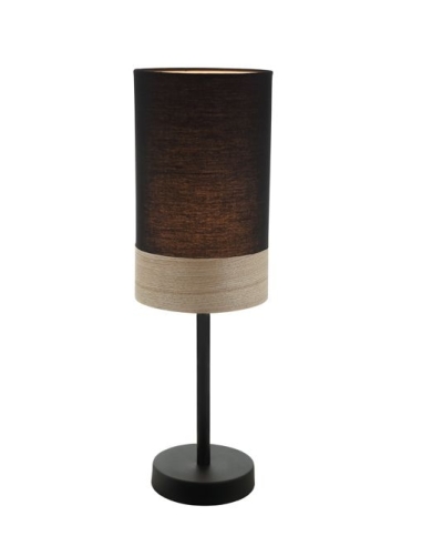 TABLE LAMP ES (Max 72W Hal) Small OBLONG (BLK Cloth Shade with Blonde Wood Trim) OD150mm x H470mm WTY 1YR