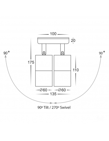 HV1387GU10T - Double Adjustable Wall Pillar Light HV1387GU10T