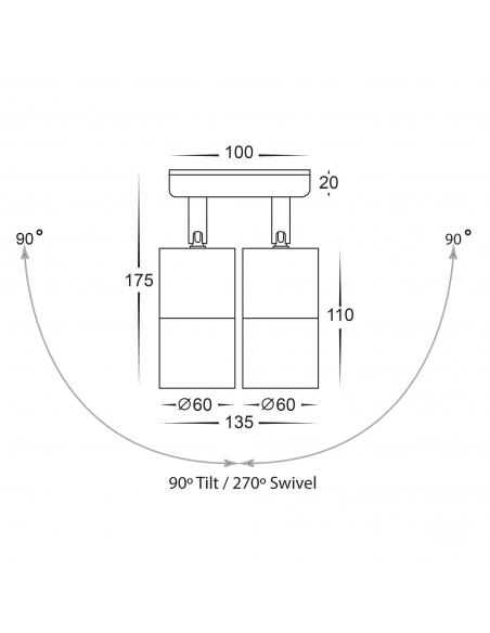 HV1387GU10T - Double Adjustable Wall Pillar Light HV1387GU10T