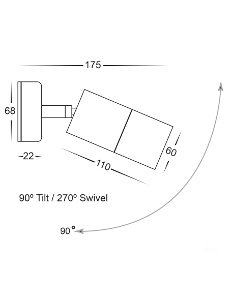 HV1297MR16T - Single Adjustable Wall Pillar Light HV1297MR16T