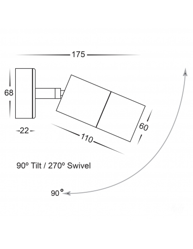 HV1245T - Single Adjustable Wall Pillar Light HV1245T