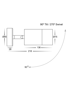 Single Adjustable Wall Pillar Light BlackHV1228T 2