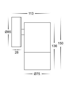 Single Fixed Wall Pillar Light BlackHV1128T 2