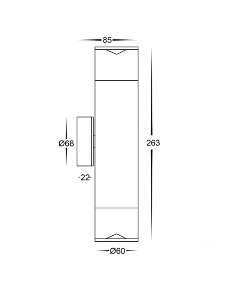 HV1089T-TTM-240V - Up & Down Wall Pillar Light HV1089T-TTM-240V