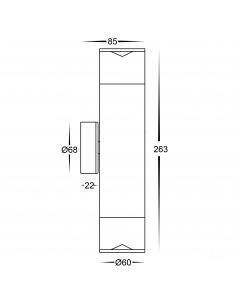 Up & Down Wall Pillar Light BlackHV1089T-BLK-240V 2