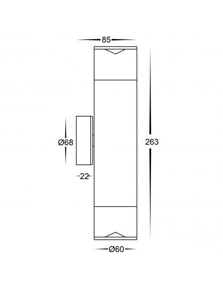 HV1089T-BLK-240V - HIGHLITE Up & Down Wall Pillar HV1089T-BLK-240V