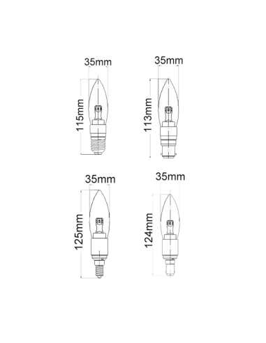 CAN13 - Candle LED Globes Clear / Frosted CAN13