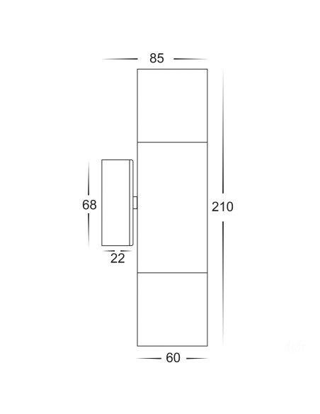 HV1085T - Up & Down Wall Pillar Light Titanium HV1085T