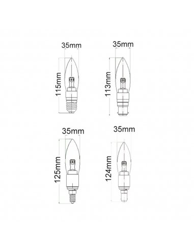 CAN13D - Candle LED Dimmable Globes Clear / CAN13D