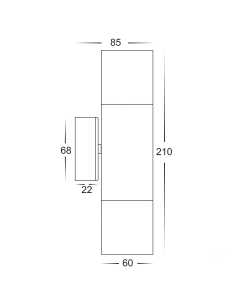 Up & Down Wall Pillar Light BlackHV1027MR16T 2