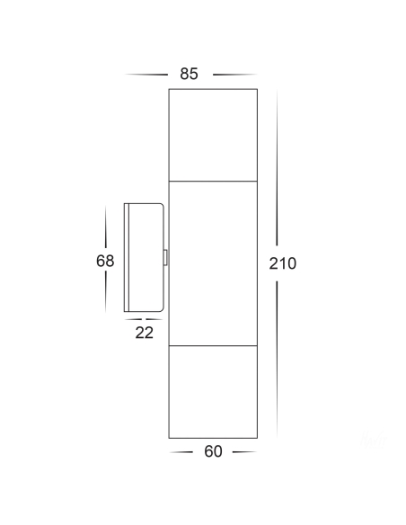 HV1017GU10T - Up & Down Wall Pillar Light Solid HV1017GU10T